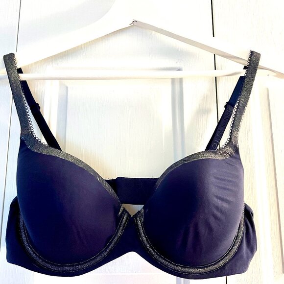 Victoria's Secret Womens Body by Victoria 36C Demi Blue with Sparkles, Black - Picture 1 of 6